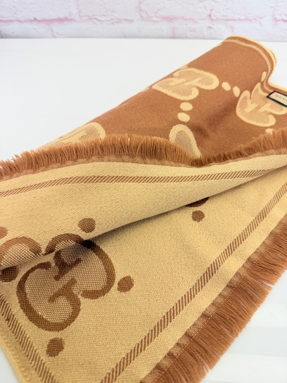 Gucci Giant GG Reversible Fringe Wool Scarf - Picture 7 of 12
